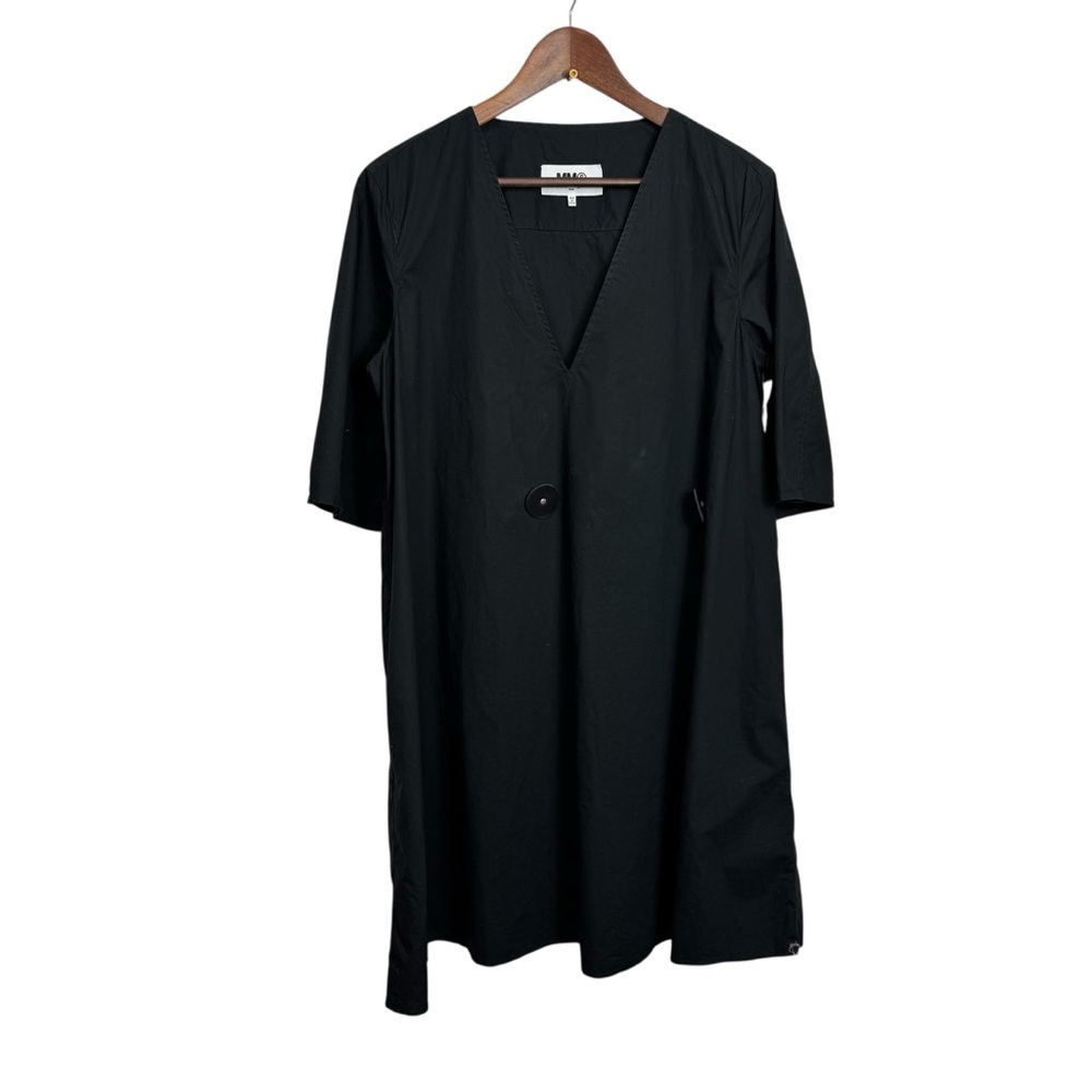 MM6 Maison Margiela Black Cotton Minimalist Lagenlook Tunic Dress 48 - Picture 1 of 10